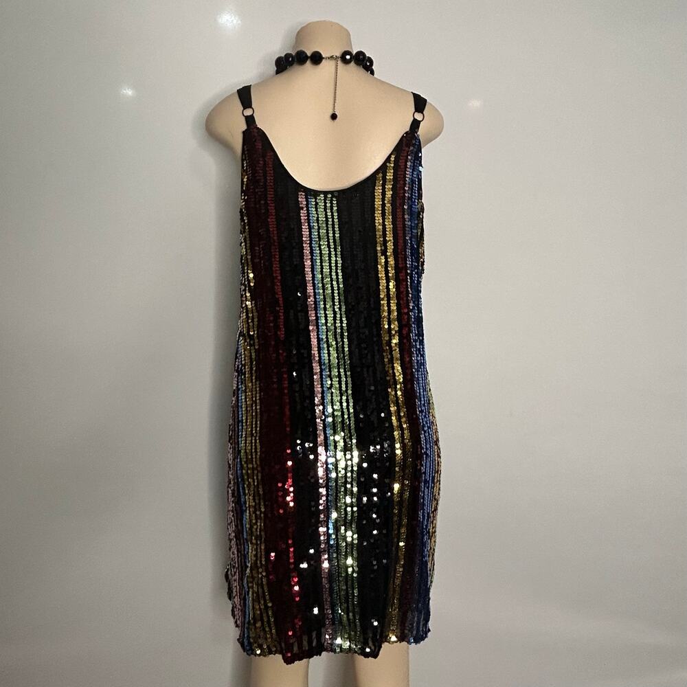 Torrid Size 1 Multicolor Sequin Striped Shift Dress Party Cocktail Sparkle - Picture 5 of 7